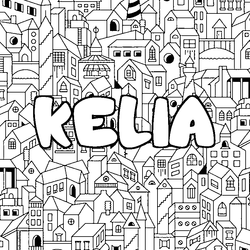 Coloraci&oacute;n del nombre KELIA - decorado ciudad