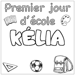 Coloraci&oacute;n del nombre K&Eacute;LIA - decorado primer d&iacute;a de escuela