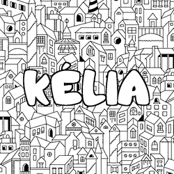 Coloraci&oacute;n del nombre K&Eacute;LIA - decorado ciudad