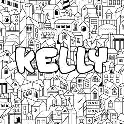Coloraci&oacute;n del nombre KELLY - decorado ciudad
