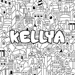 Coloraci&oacute;n del nombre KELLYA - decorado ciudad