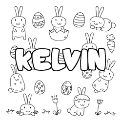 Coloraci&oacute;n del nombre KELVIN - decorado Pascua