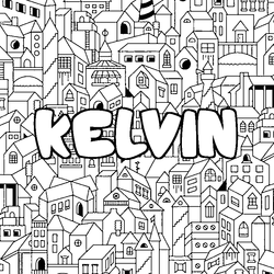 Coloraci&oacute;n del nombre KELVIN - decorado ciudad