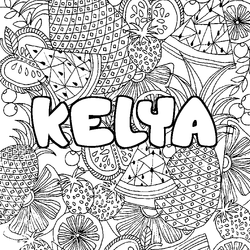 Coloraci&oacute;n del nombre KELYA - decorado mandala de frutas