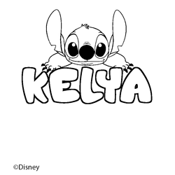 Coloraci&oacute;n del nombre KELYA - decorado Stitch