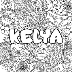 Coloraci&oacute;n del nombre K&Eacute;LYA - decorado mandala de frutas
