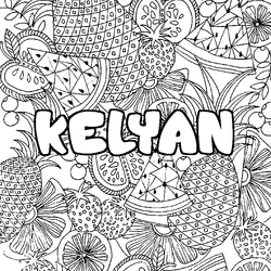 Coloraci&oacute;n del nombre KELYAN - decorado mandala de frutas