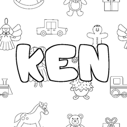 Coloraci&oacute;n del nombre KEN - decorado juguetes