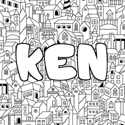 Coloraci&oacute;n del nombre KEN - decorado ciudad