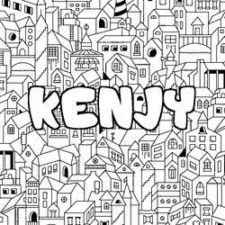 Coloraci&oacute;n del nombre KENJY - decorado ciudad