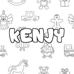 Coloraci&oacute;n del nombre KENJY - decorado juguetes