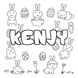 Coloraci&oacute;n del nombre KENJY - decorado Pascua