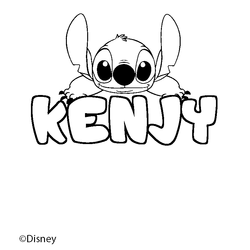 Coloraci&oacute;n del nombre KENJY - decorado Stitch