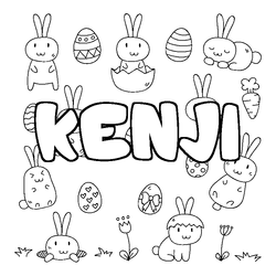 Coloraci&oacute;n del nombre KENJI - decorado Pascua