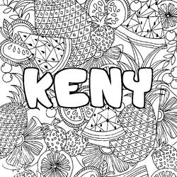 Coloraci&oacute;n del nombre KENY - decorado mandala de frutas