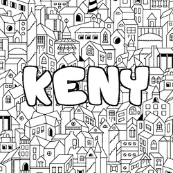 Coloraci&oacute;n del nombre KENY - decorado ciudad
