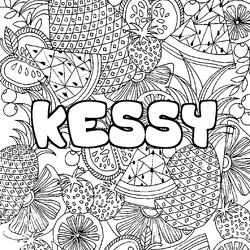 Coloraci&oacute;n del nombre KESSY - decorado mandala de frutas