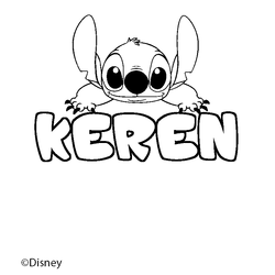 Coloraci&oacute;n del nombre KEREN - decorado Stitch