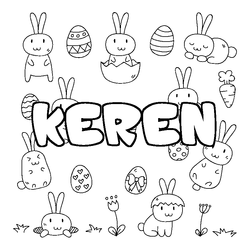 Coloraci&oacute;n del nombre KEREN - decorado Pascua