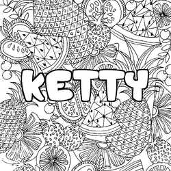 Coloraci&oacute;n del nombre KETTY - decorado mandala de frutas