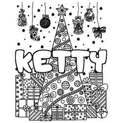 Coloraci&oacute;n del nombre KETTY - decorado &aacute;rbol de Navidad y regalos