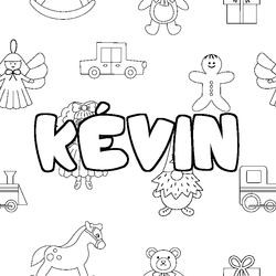 Coloraci&oacute;n del nombre K&Eacute;VIN - decorado juguetes