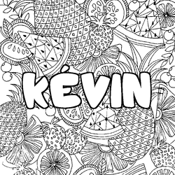 Coloraci&oacute;n del nombre K&Eacute;VIN - decorado mandala de frutas