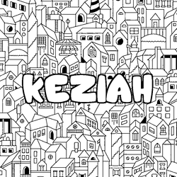 Coloraci&oacute;n del nombre KEZIAH - decorado ciudad