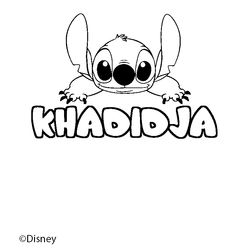 Coloraci&oacute;n del nombre KHADIDJA - decorado Stitch