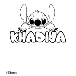 Coloraci&oacute;n del nombre KHADIJA - decorado Stitch