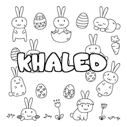 Coloraci&oacute;n del nombre KHALED - decorado Pascua