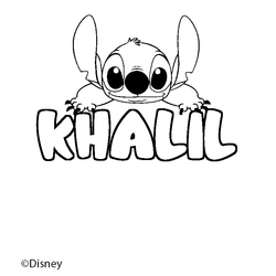 Coloraci&oacute;n del nombre KHALIL - decorado Stitch