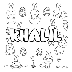 Coloraci&oacute;n del nombre KHALIL - decorado Pascua