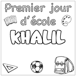 Coloraci&oacute;n del nombre KHALIL - decorado primer d&iacute;a de escuela