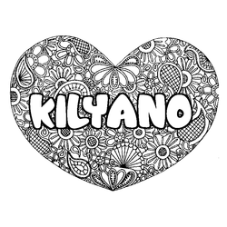 Coloraci&oacute;n del nombre KILYANO - decorado mandala de coraz&oacute;n