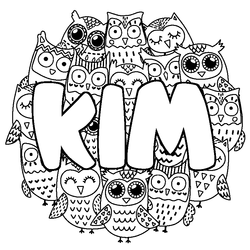 Coloraci&oacute;n del nombre KIM - decorado b&uacute;hos