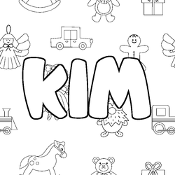 Coloraci&oacute;n del nombre KIM - decorado juguetes