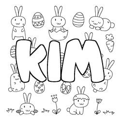 Coloraci&oacute;n del nombre KIM - decorado Pascua