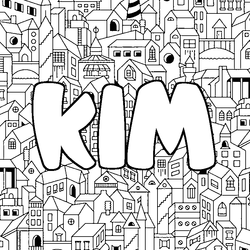 Coloraci&oacute;n del nombre KIM - decorado ciudad