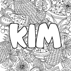 Coloraci&oacute;n del nombre KIM - decorado mandala de frutas