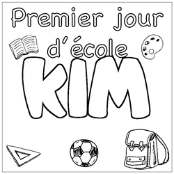 Coloraci&oacute;n del nombre KIM - decorado primer d&iacute;a de escuela