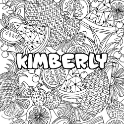 Coloraci&oacute;n del nombre KIMBERLY - decorado mandala de frutas