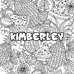 Coloraci&oacute;n del nombre KIMBERLEY - decorado mandala de frutas