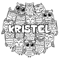 Coloraci&oacute;n del nombre KRISTEL - decorado b&uacute;hos