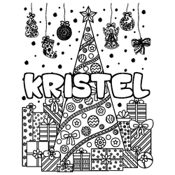 Coloraci&oacute;n del nombre KRISTEL - decorado &aacute;rbol de Navidad y regalos