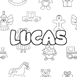 Coloraci&oacute;n del nombre LUCAS - decorado juguetes