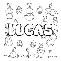 Coloraci&oacute;n del nombre LUCAS - decorado Pascua
