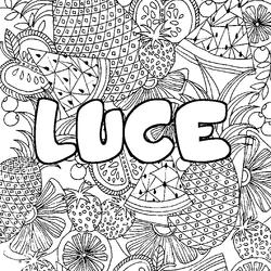 Coloraci&oacute;n del nombre LUCE - decorado mandala de frutas