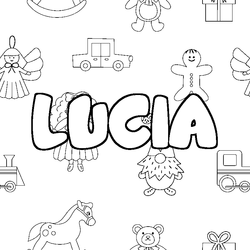 Coloraci&oacute;n del nombre LUCIA - decorado juguetes