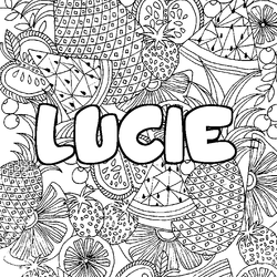 Coloraci&oacute;n del nombre LUCIE - decorado mandala de frutas
